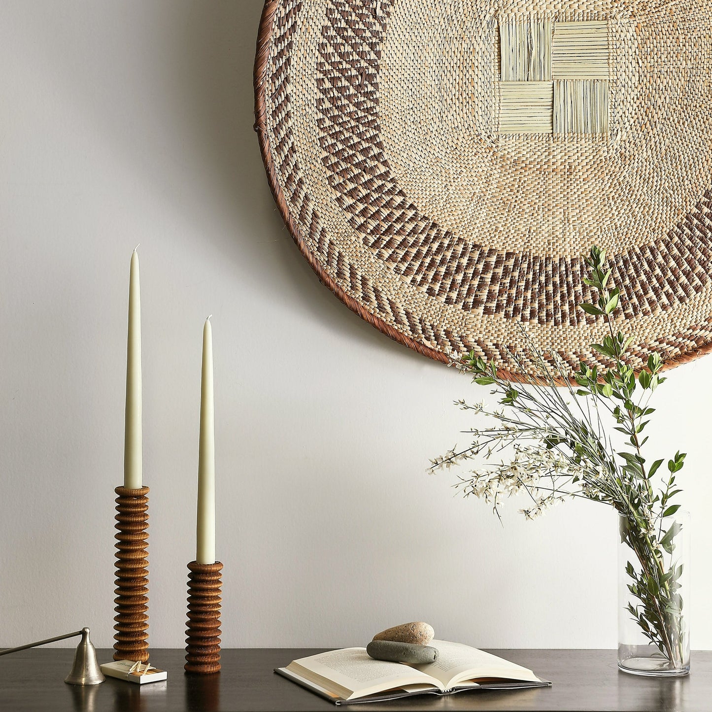 Hand Carved Pine Wood Candle Stick Holders Spiral