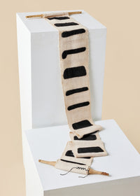 Stability Bogolan Wall Totem in White with Black Lines