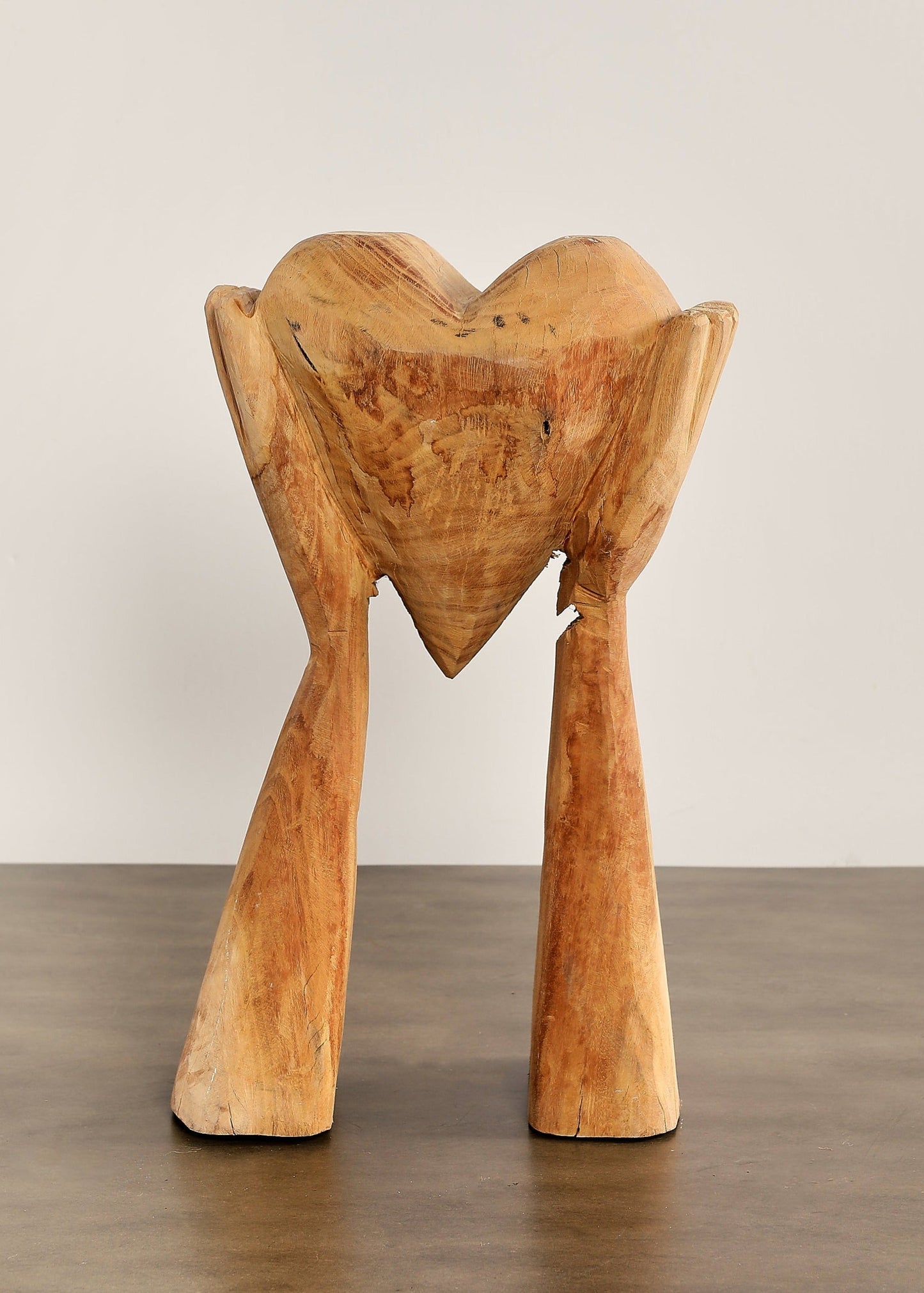 Wooden Heart Holding Hands Sculpture