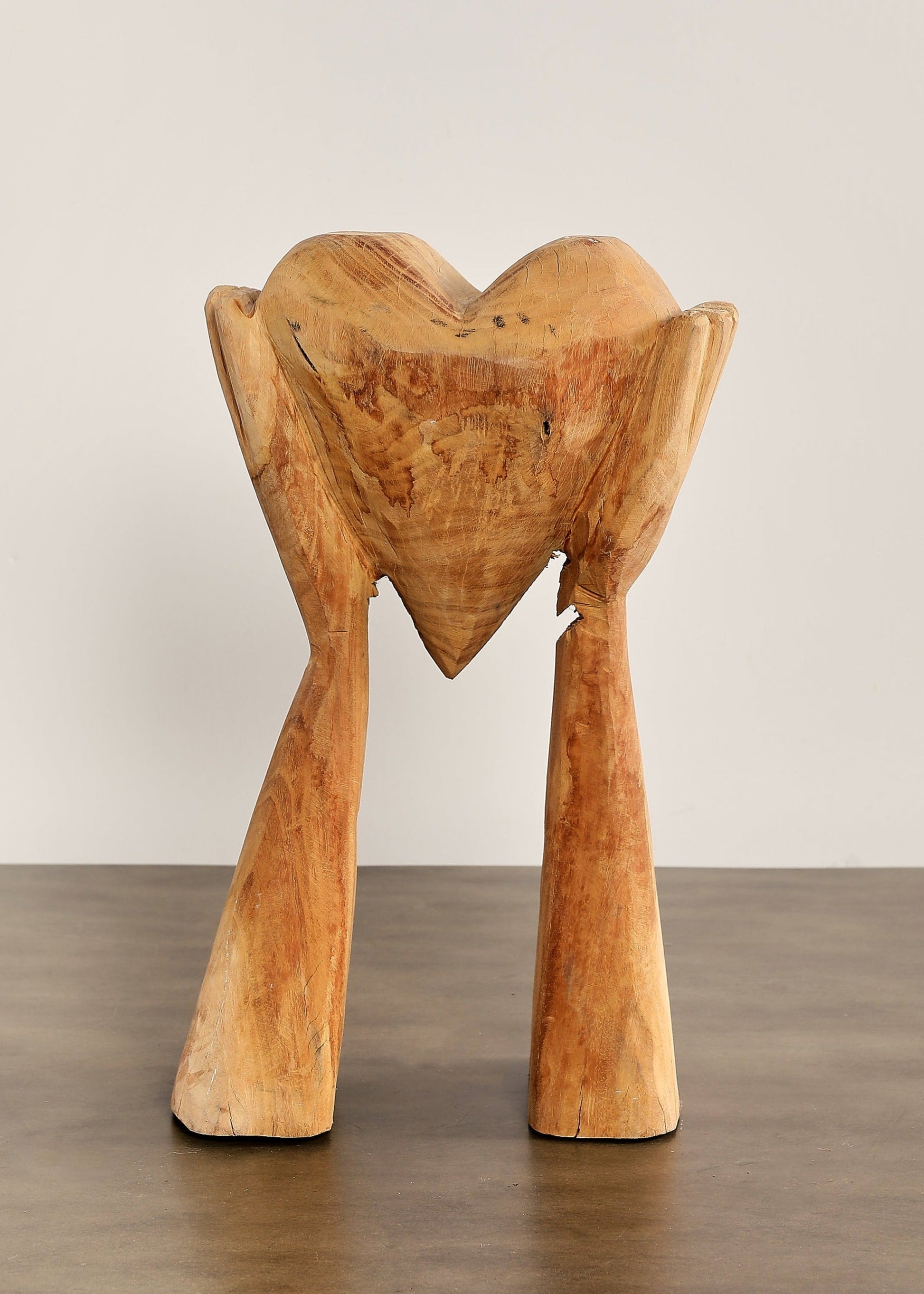 Wooden Heart Holding Hands Sculpture