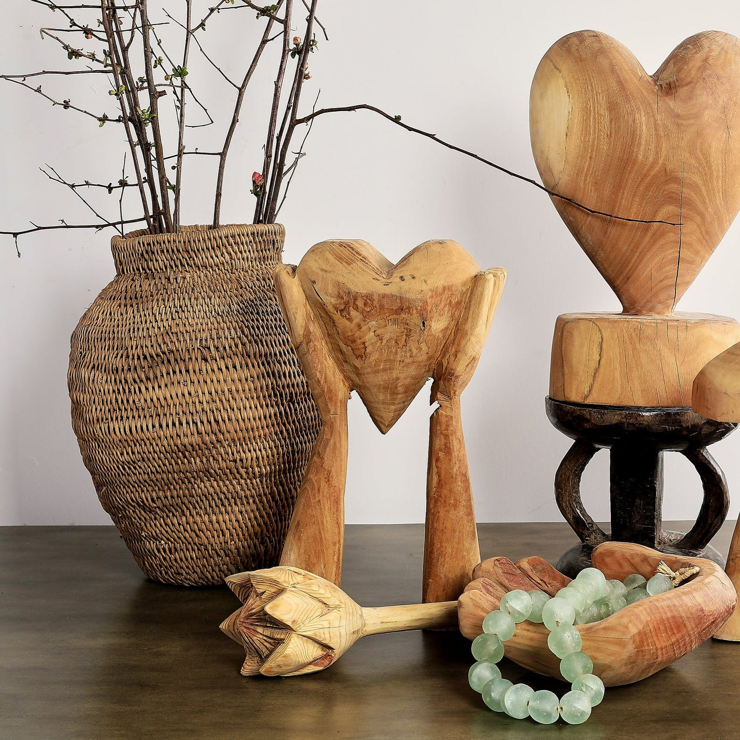 handmade Wooden Heart Holding Hands
