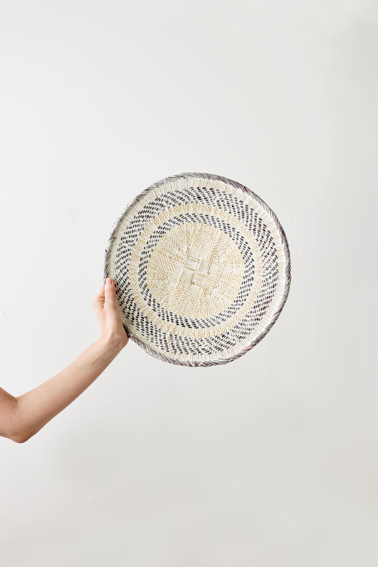 White Washed Handwoven Wall Basket