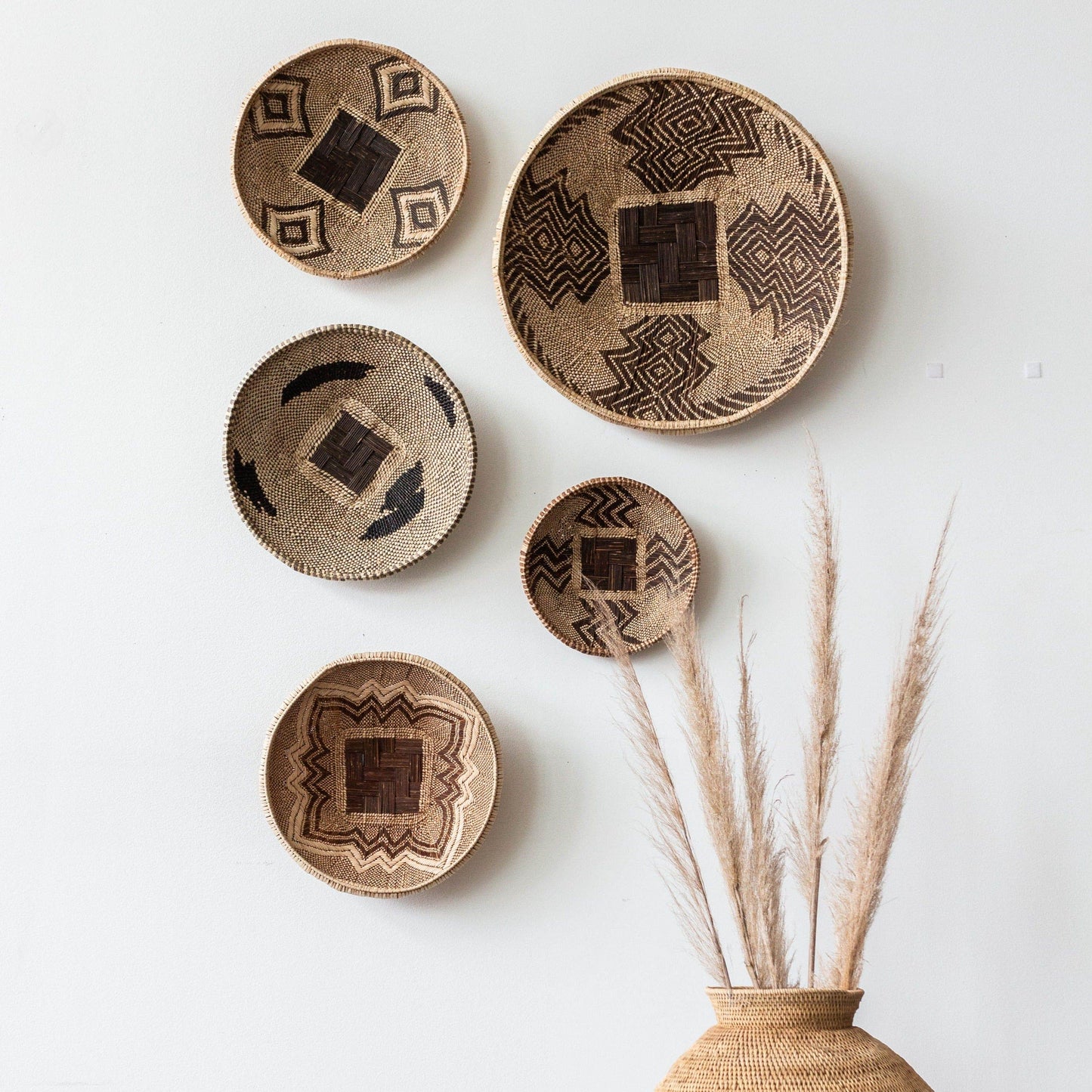 African Wall Basket Decor | Zambian Plateau Wall Baskets