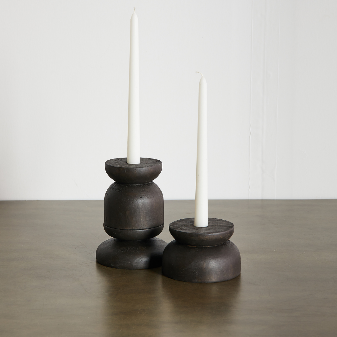 Modern Wood Candle Holder: Organic Pine Candlestick Holder