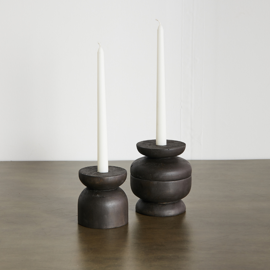 Modern Wood Candle Holder: Organic Pine Candlestick Holder