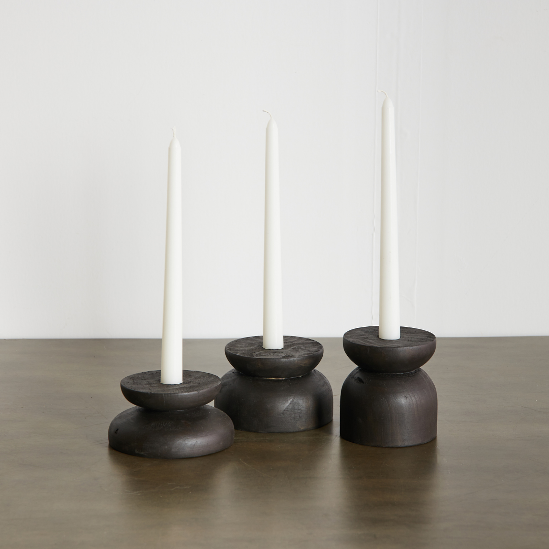 Modern Wood Candle Holder: Organic Pine Candlestick Holder