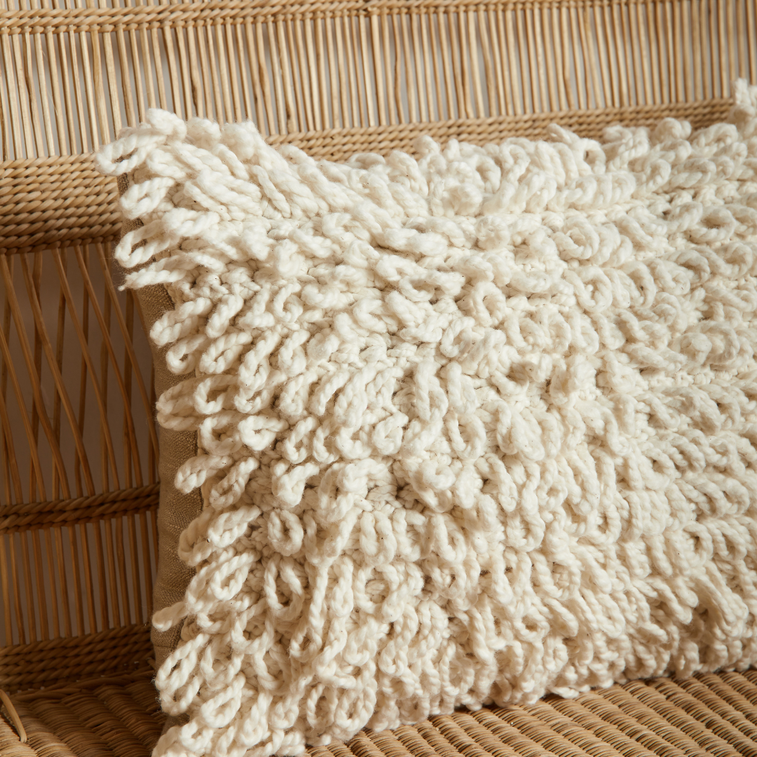Crochet Shaggy Loop Throw Pillow
