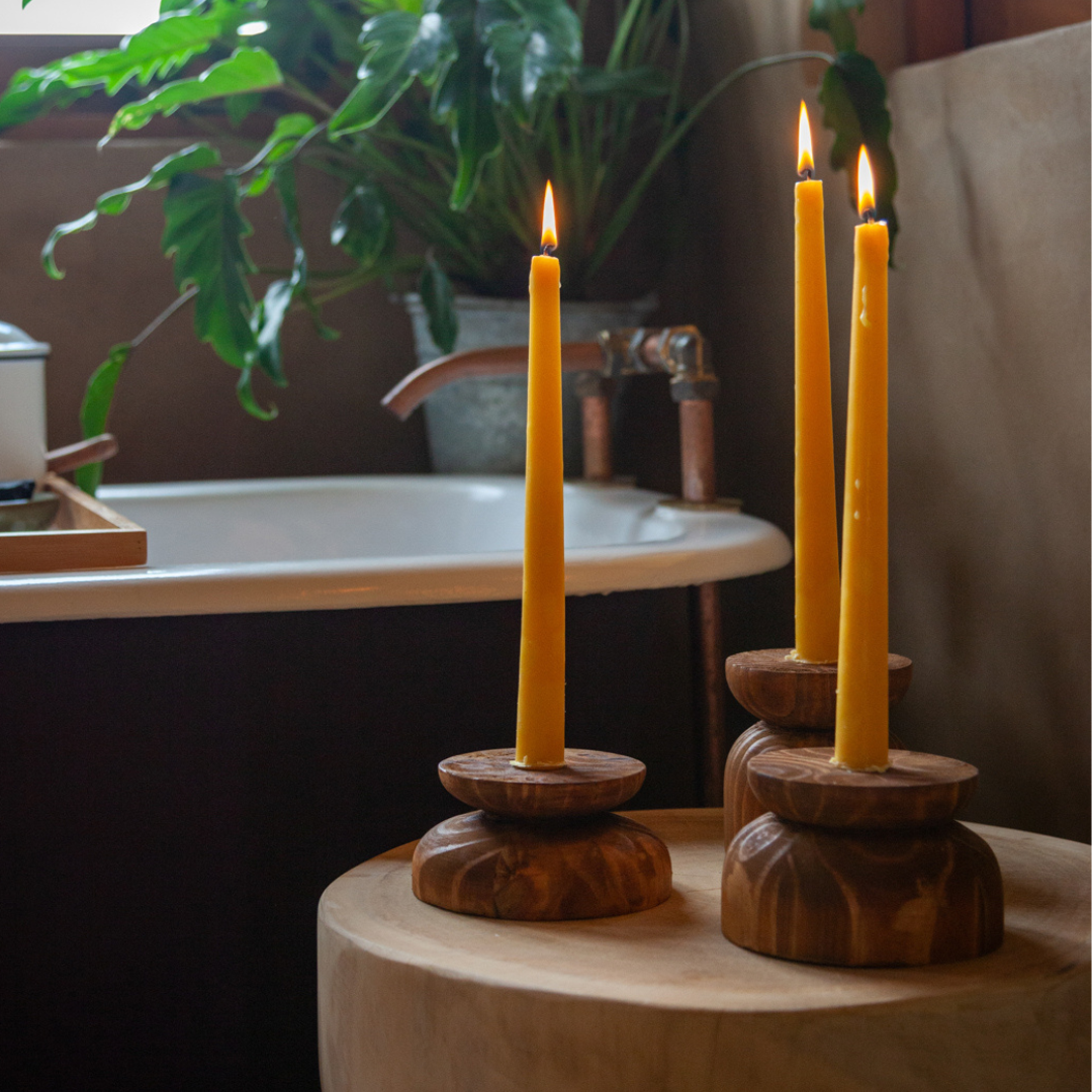 Modern Wood Candle Holder: Organic Pine Candlestick Holder