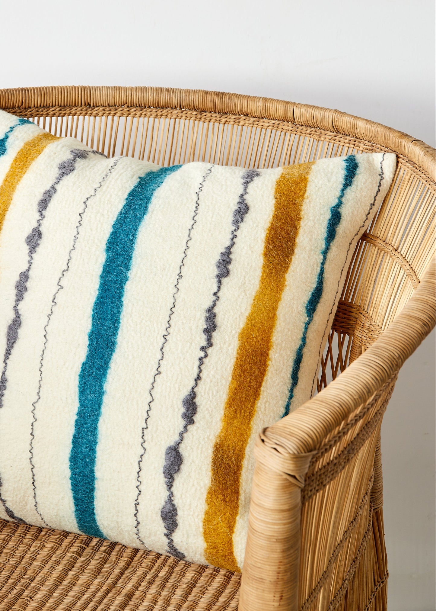 Marigold & Teal Chunky Stripe Throw Pillow