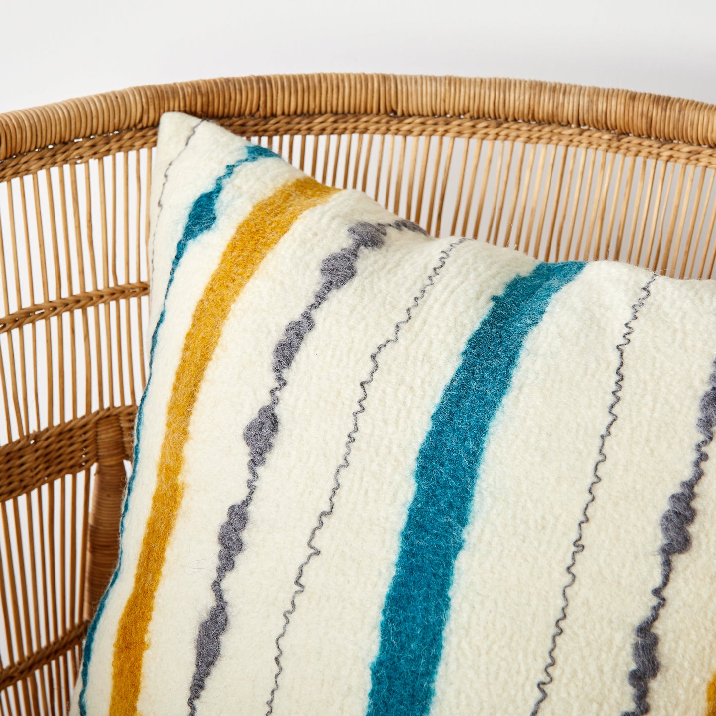 Marigold & Teal Chunky Stripe Throw Pillow