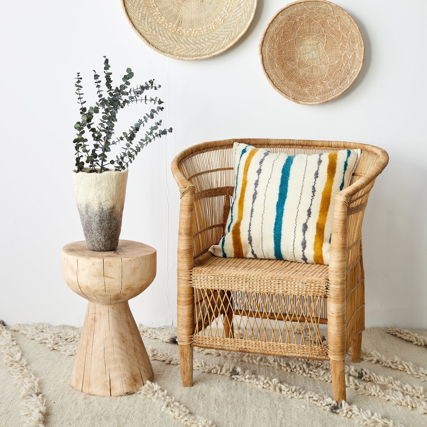 Marigold & Teal Chunky Stripe Throw Pillow