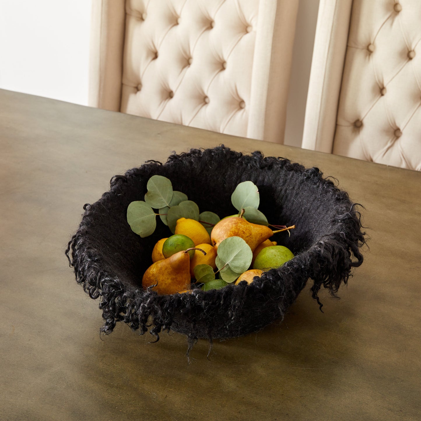 Decorative Wool Bowl | Fringed Skirt Midnight Bowl