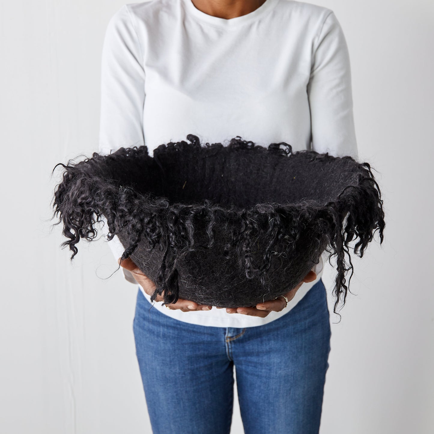 Decorative Wool Bowl | Fringed Skirt Midnight Bowl