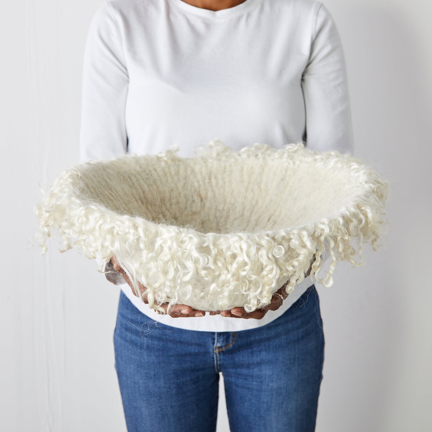 Fringed Skirt Mohair Bowl / basket