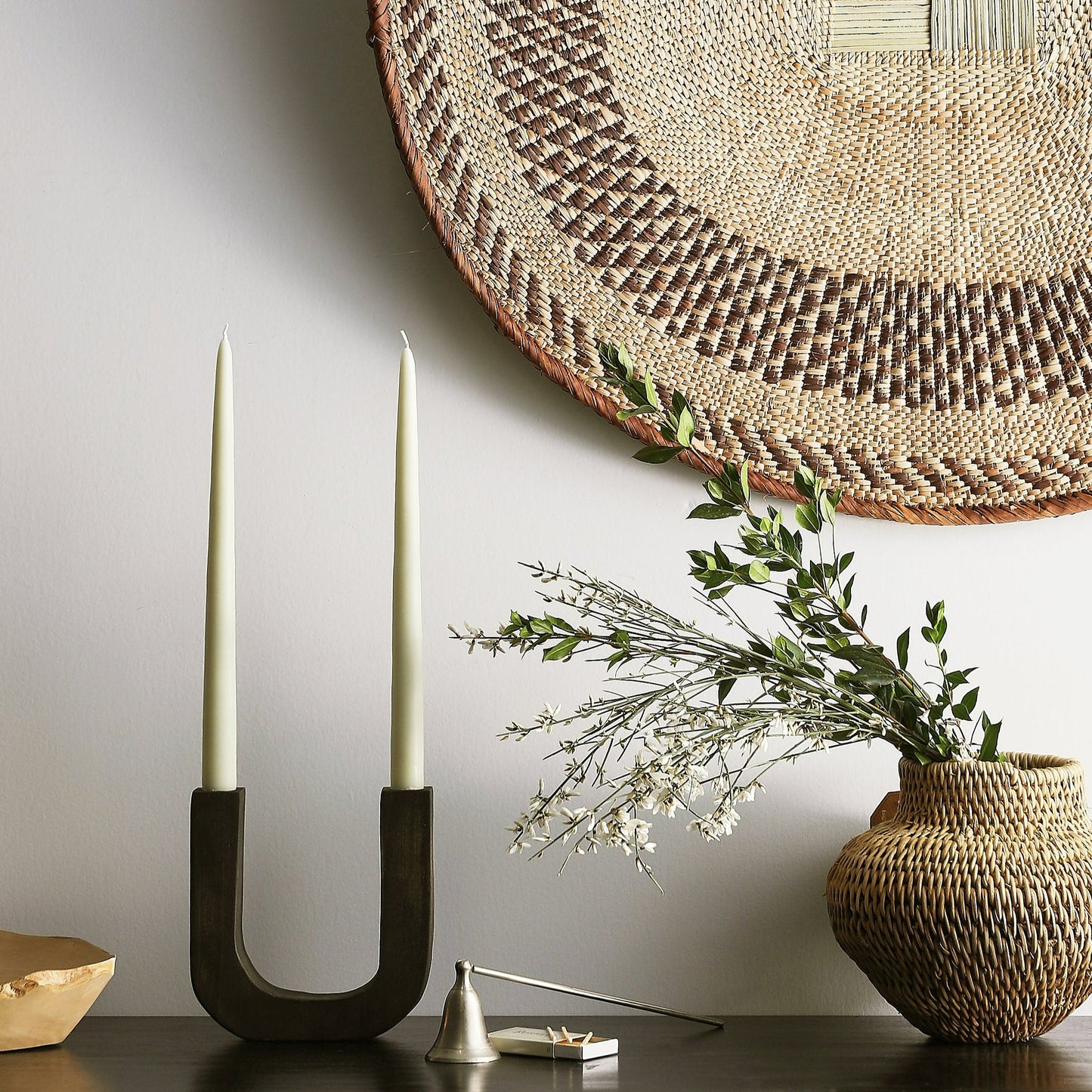 U-Shaped Pine Double Candlestick Holder