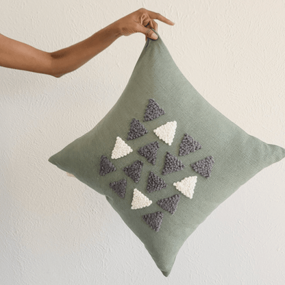 African Modern Boho Throw Pillow: Afriscandi Harvest Organic Cotton Green Decortive Pillow