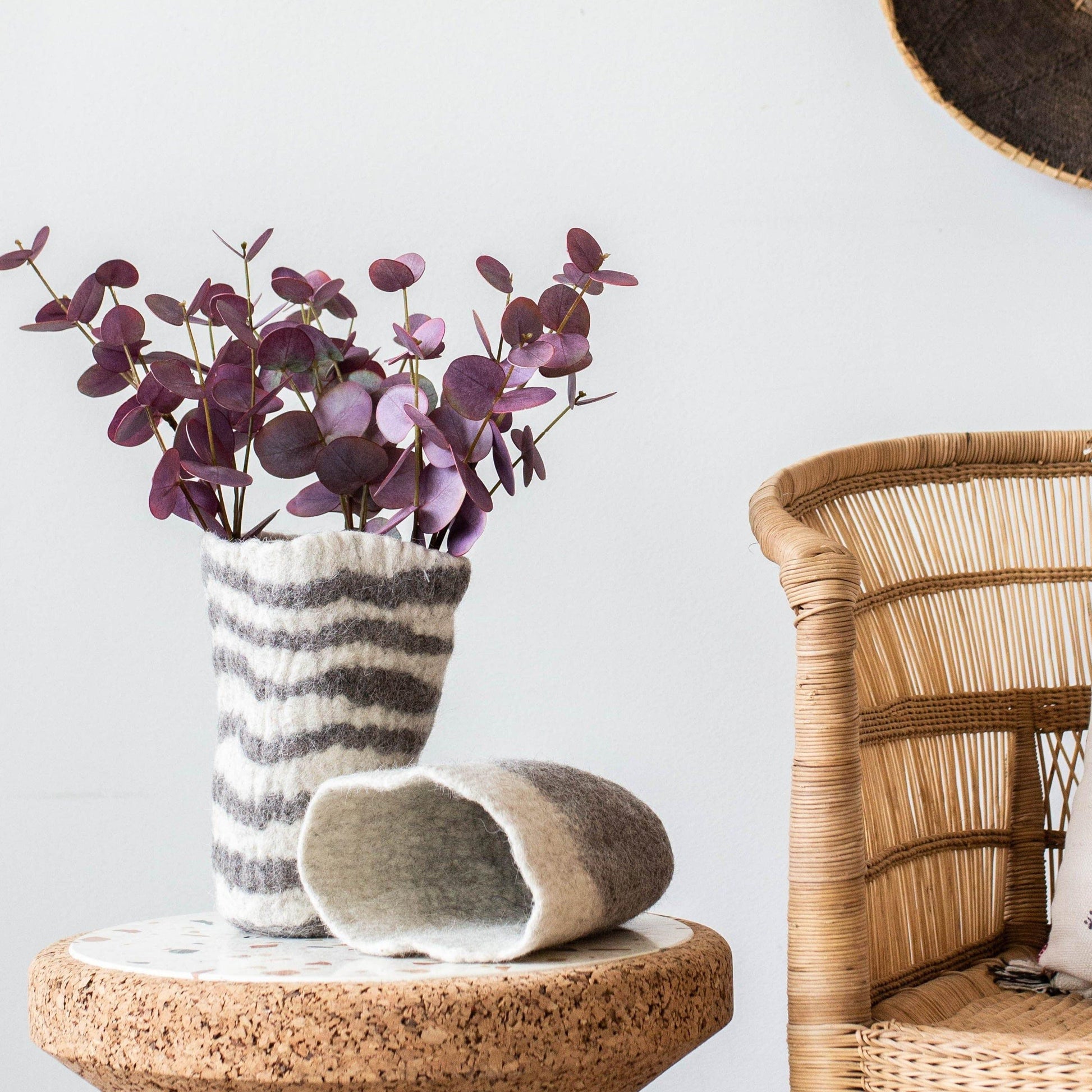 African Craft Hand-felted wool vase set of 2