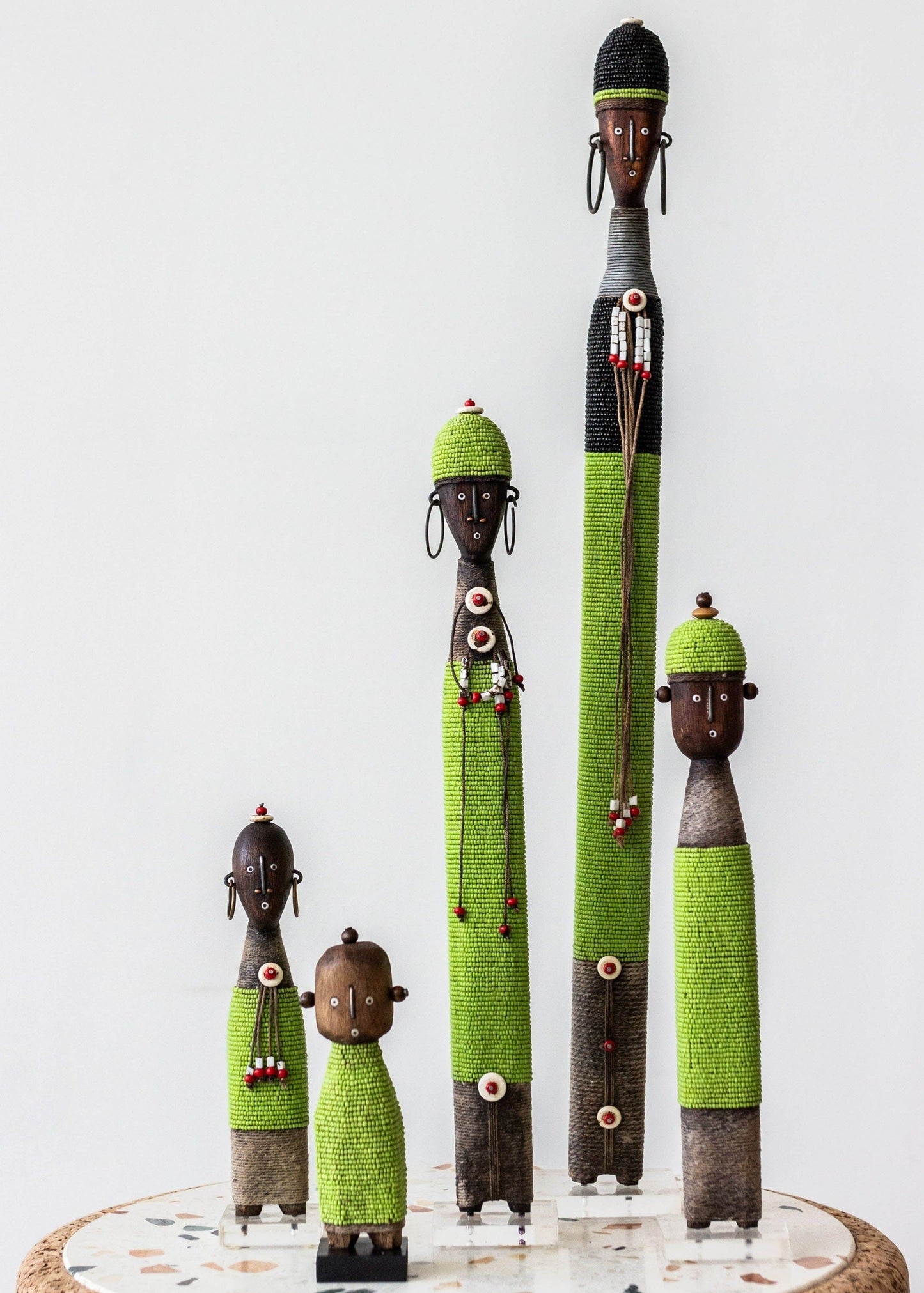 Lime Green Beaded African Namji Doll