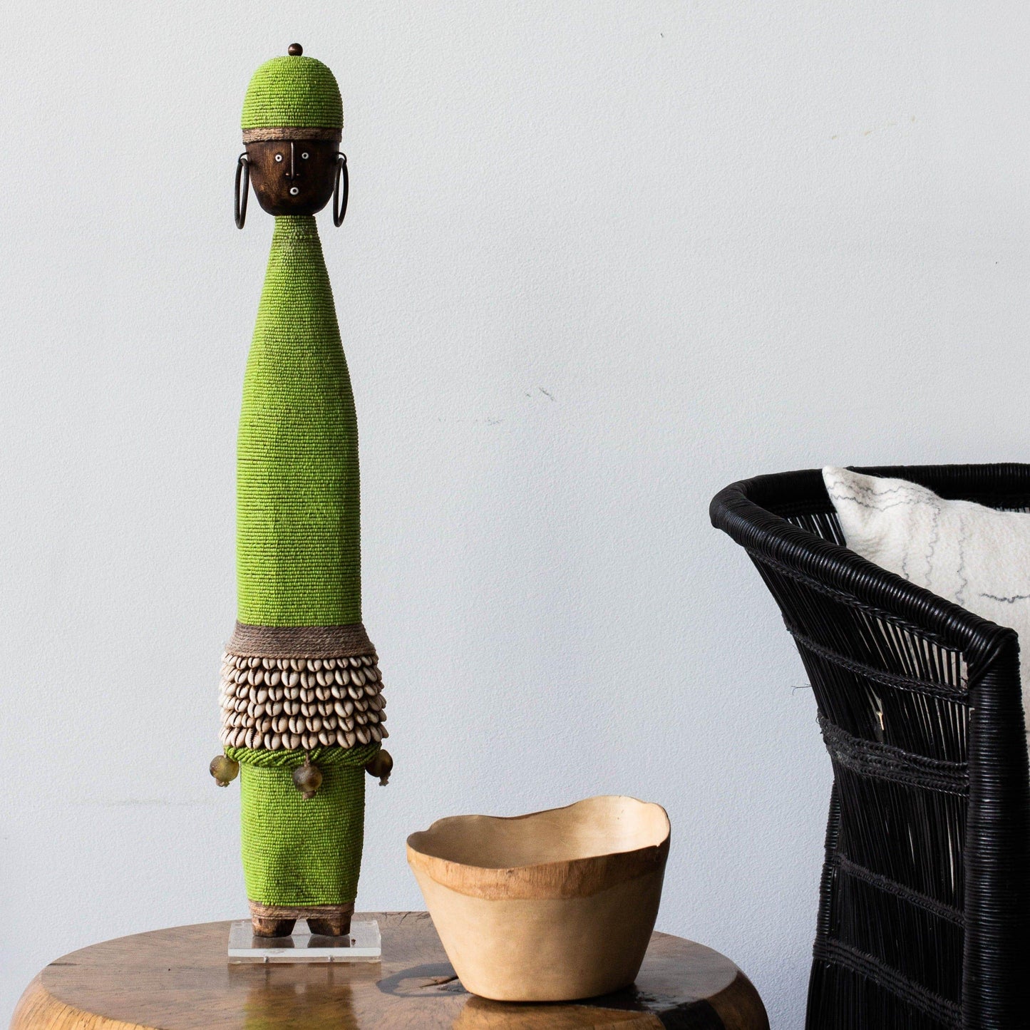 Lime Green Beaded African Namji Doll