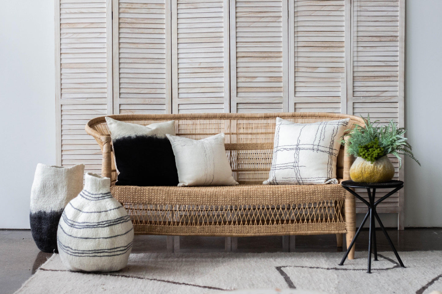 Handcrafted Linear Throw Pillow Square