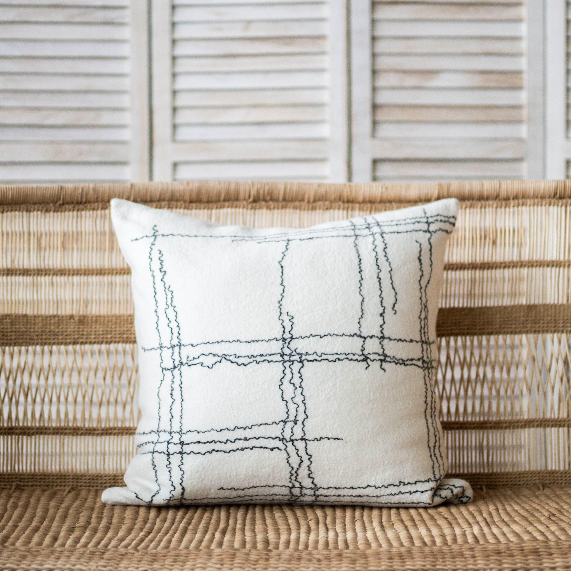 Handcrafted Linear Throw Pillow Square