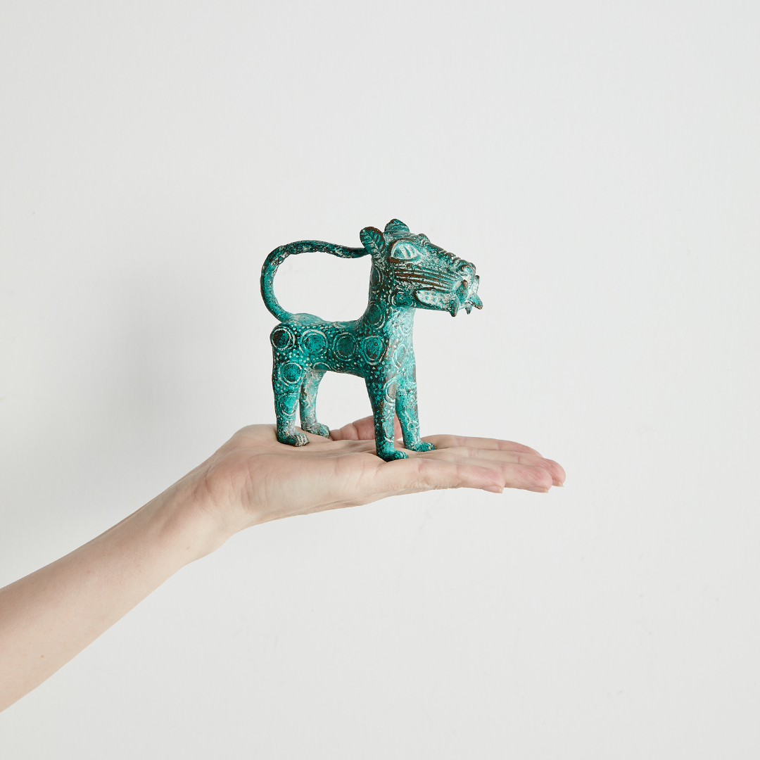 African Bronze Mini Benin Leopard Sculpture