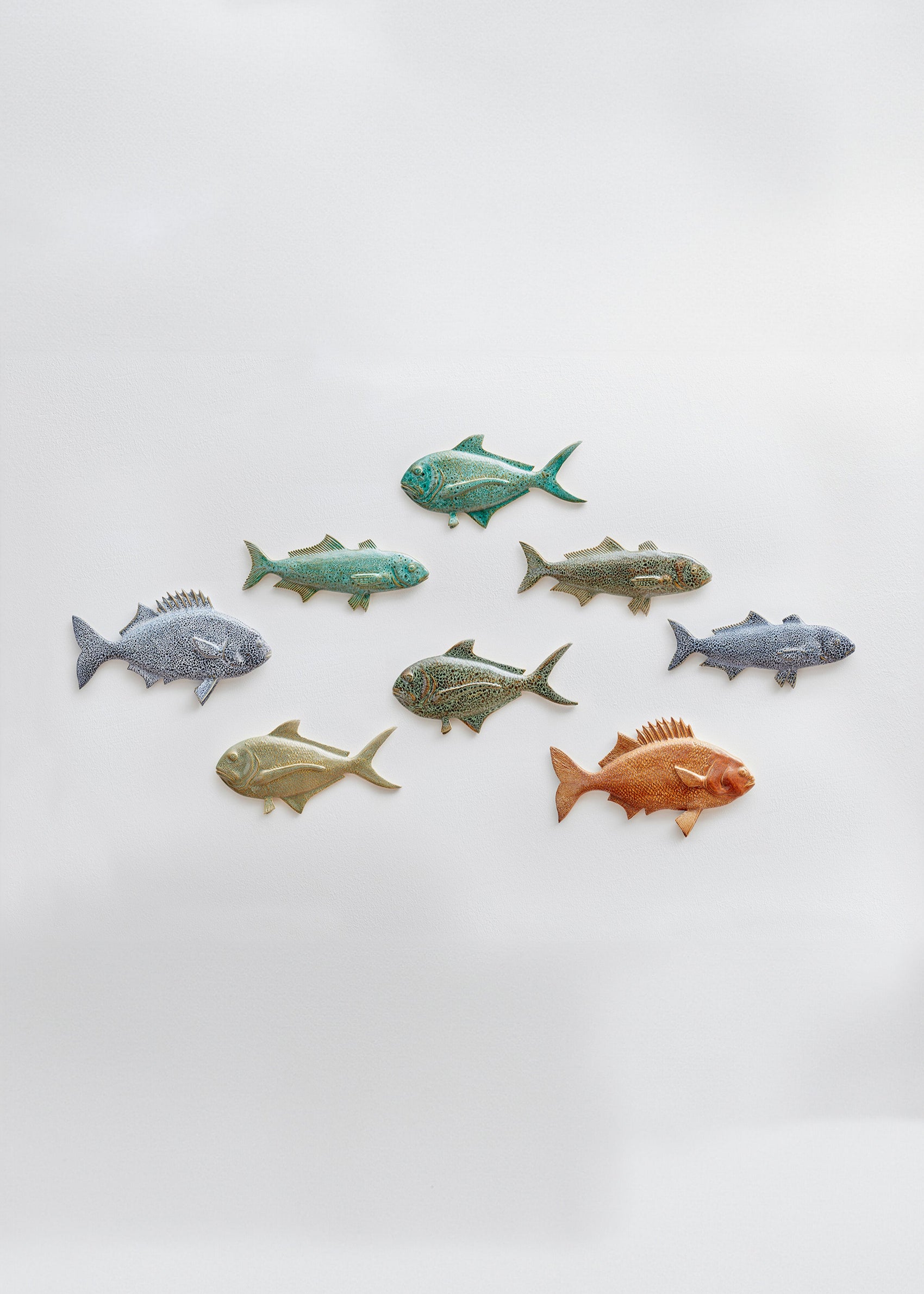 Wiid Rainbow School Ceramic Fish Wall Cast Set of 8