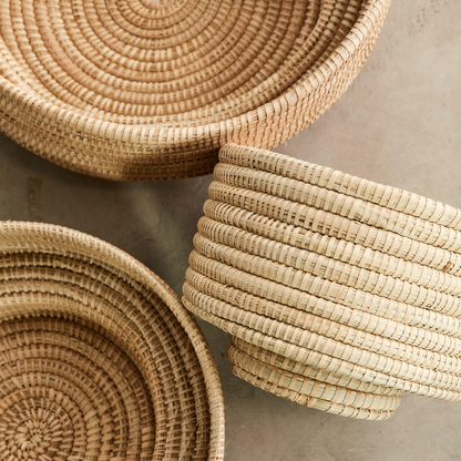 Handwoven Palm Leaf round Baskets set of 3