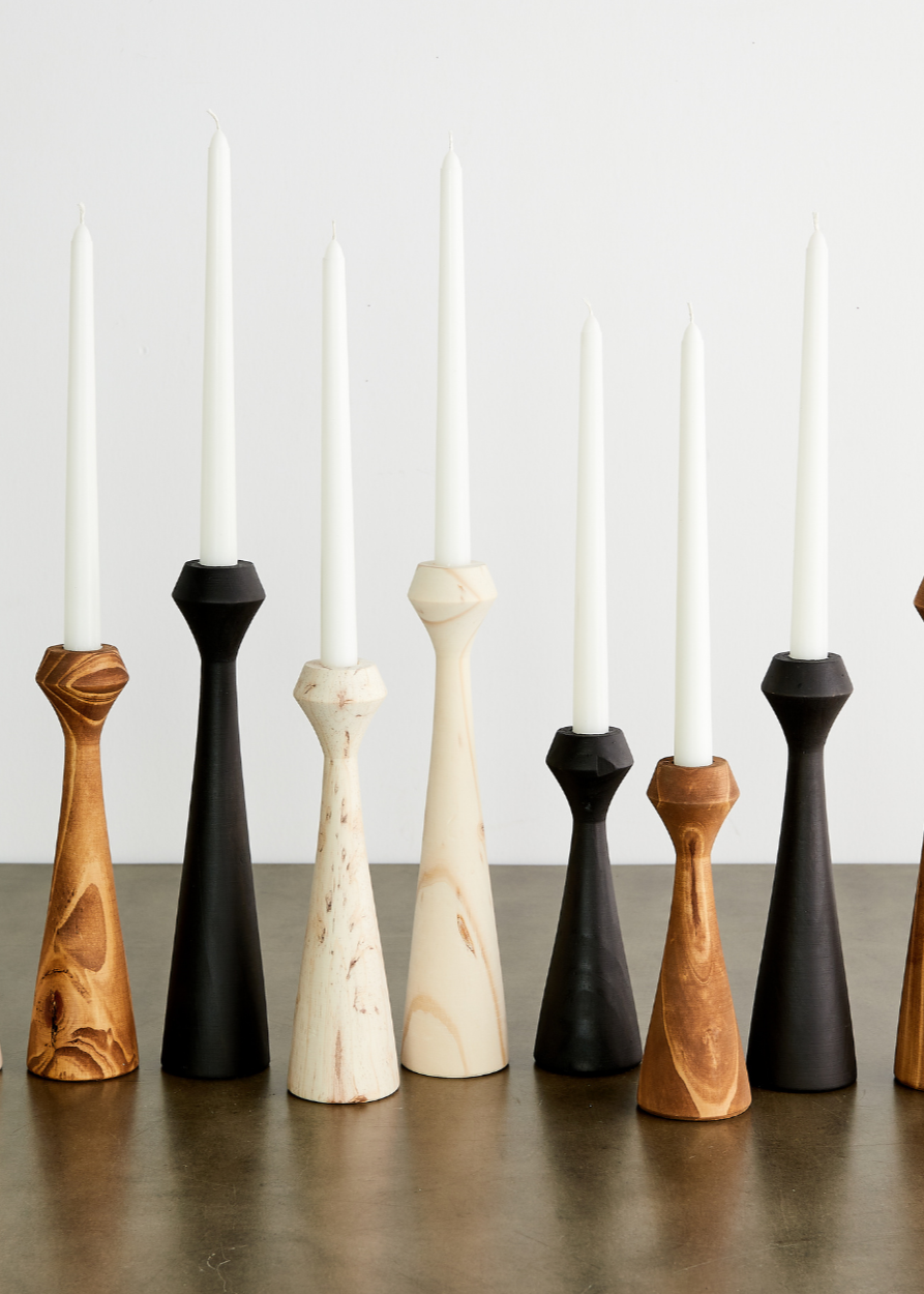 African handmade Wood Taper Candlestick set of 9 