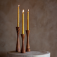 Rustic Wood Geo Taper Candle Holders 3 Piece Set