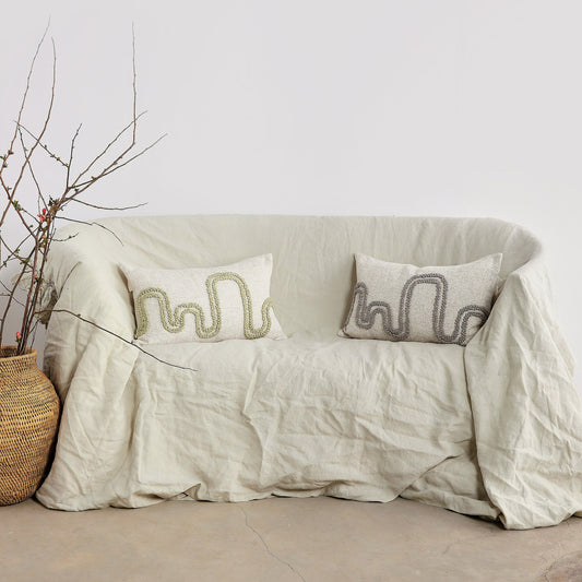 Modern Boho Olive & Gray Throw Pillows: Mirage Lumbar Pillow
