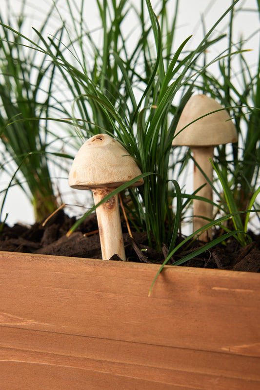 Wooden Mushroom Garden Stick