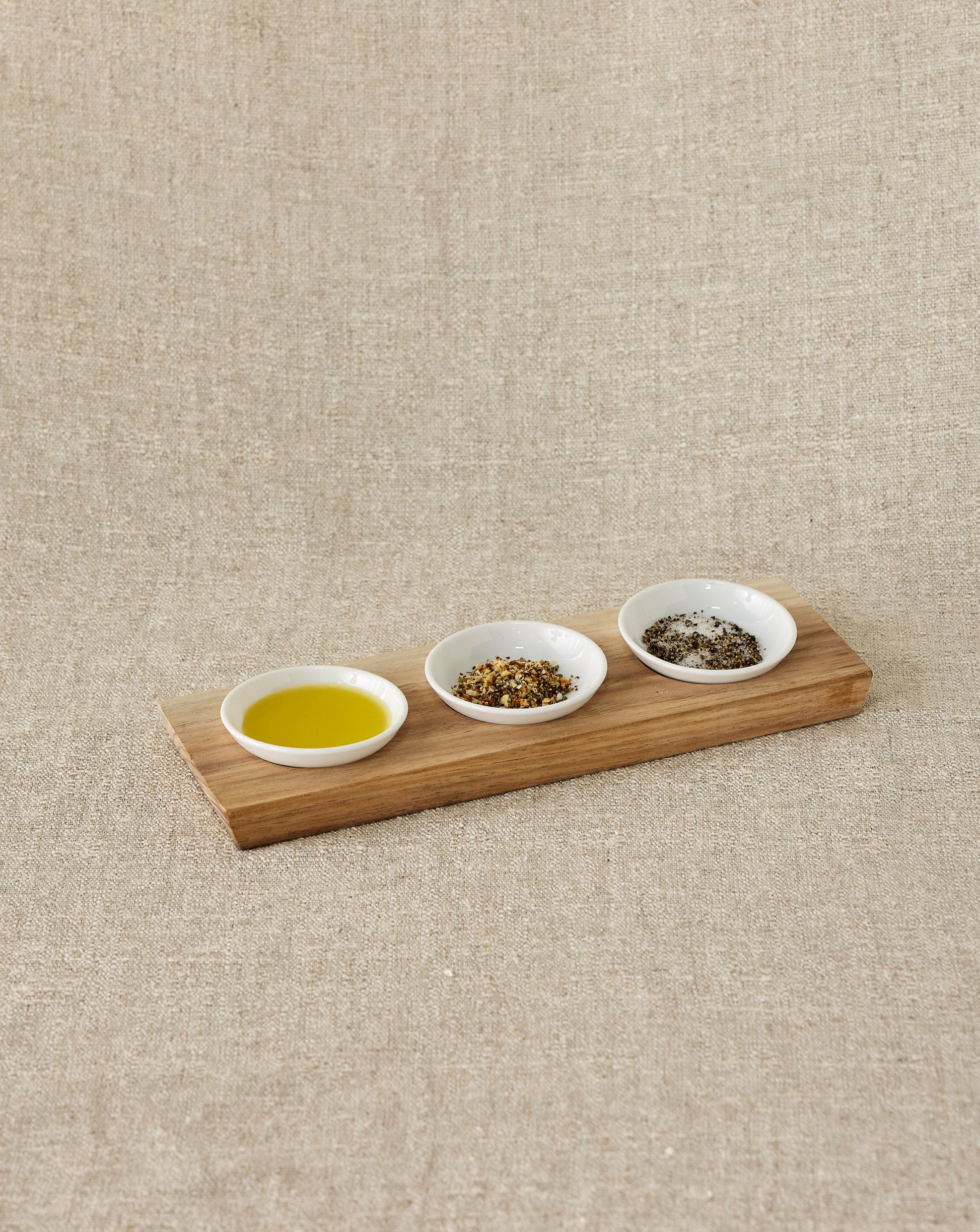 Wooden Serving Tray with Three Bowls
