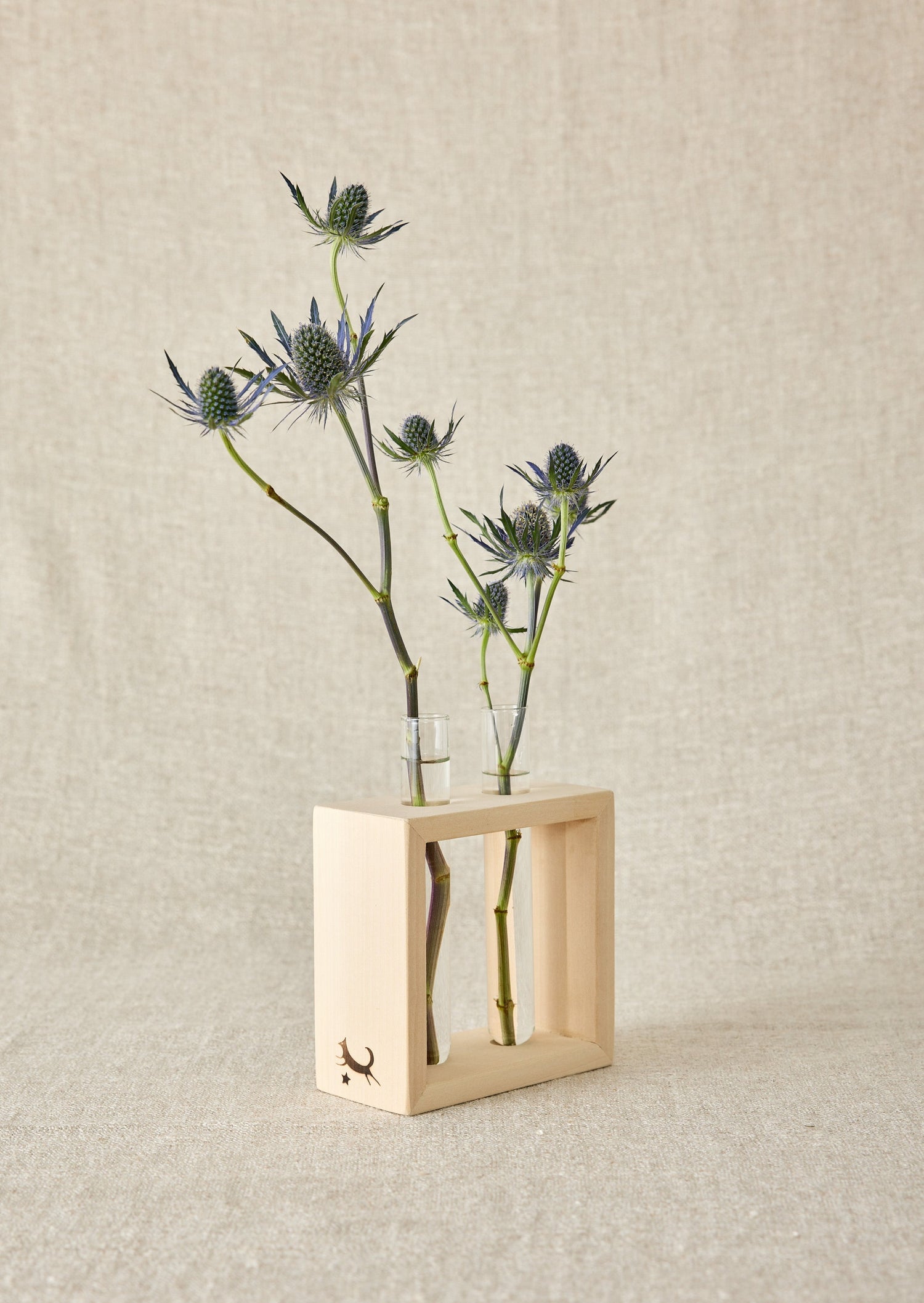 Test Tubes Flower Vase With Wooden Frame