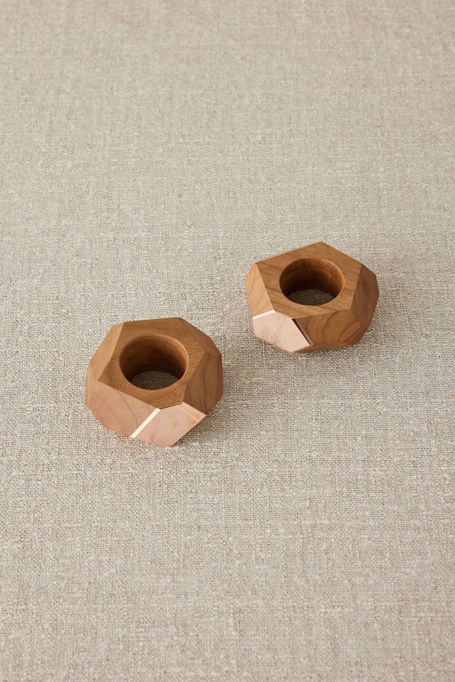 Cherry Wood and Copper Napkin Rings