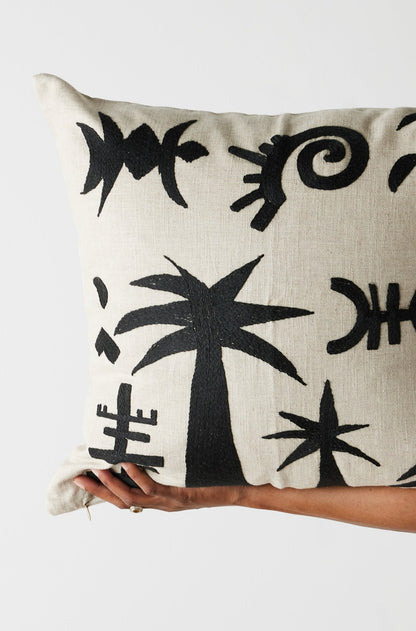 Keiskamma Black Silk Embroidered Pillow