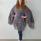 Graues „Strick deinen eigenen Love“-Poncho-Set