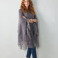 Graues „Strick deinen eigenen Love“-Poncho-Set