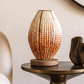 Terracotta Ombre Mud Clay Beaded Barrel Table Lamp