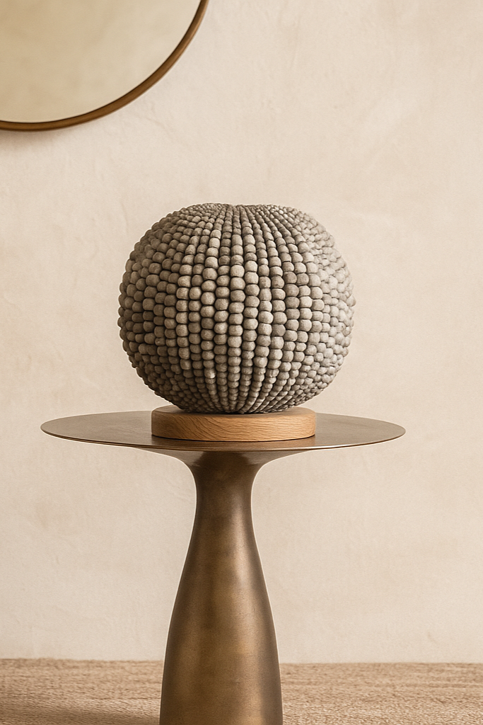 Grey Clay Bead Sphere Table Lamp