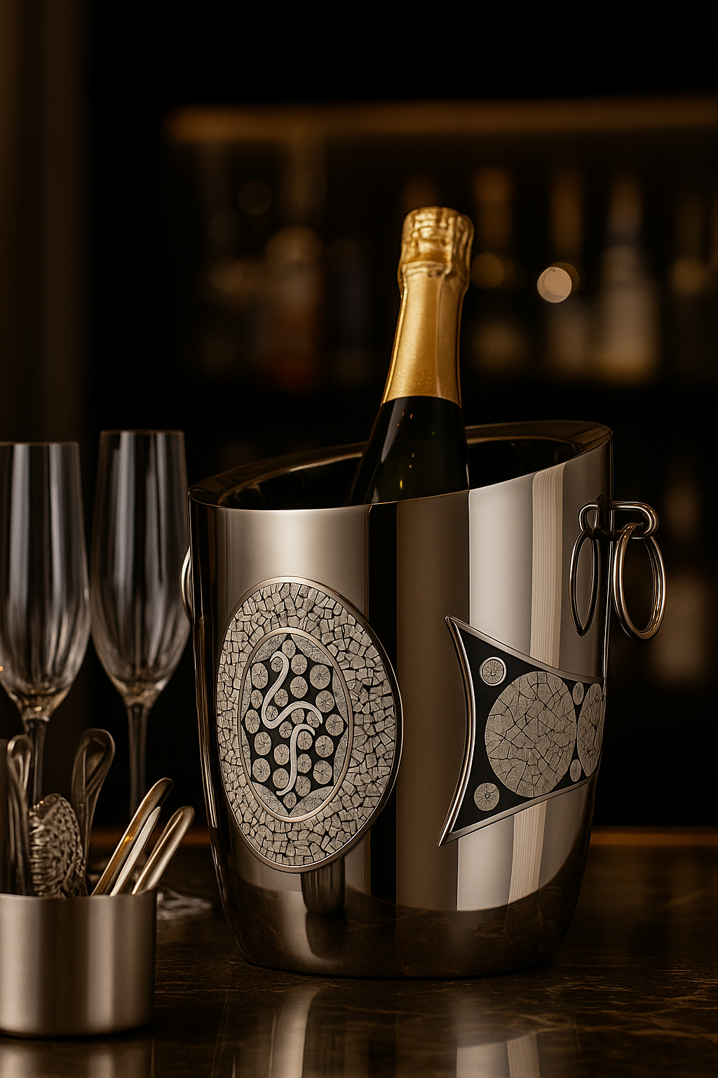Ndoro Wine Cooler – Ostrich Eggshell & Pewter Inlay