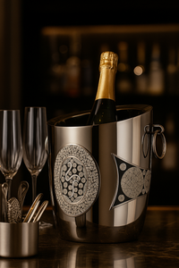 Ndoro Wine Cooler – Ostrich Eggshell & Pewter Inlay