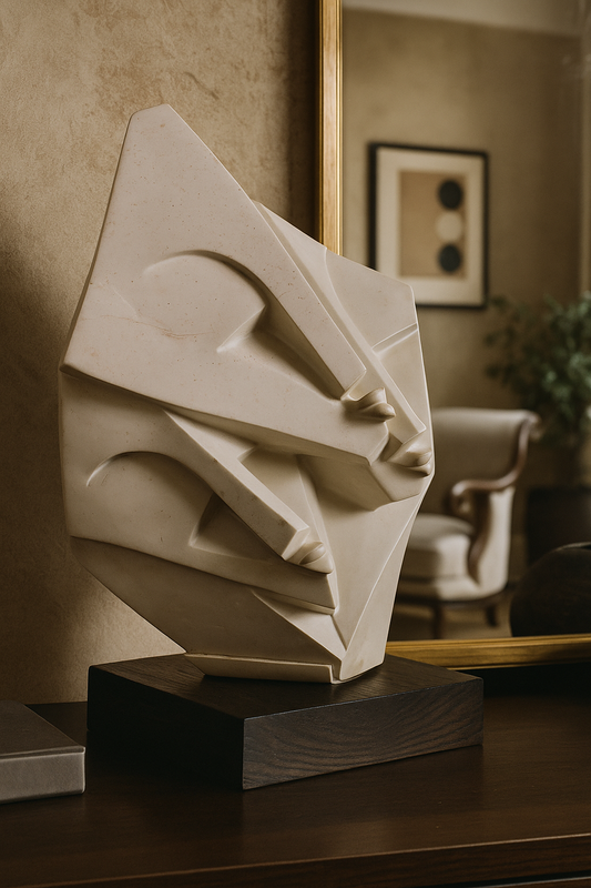 “Earth, Wind, and Fire” – White Opalstone Sculpture by Luckmore Joseph