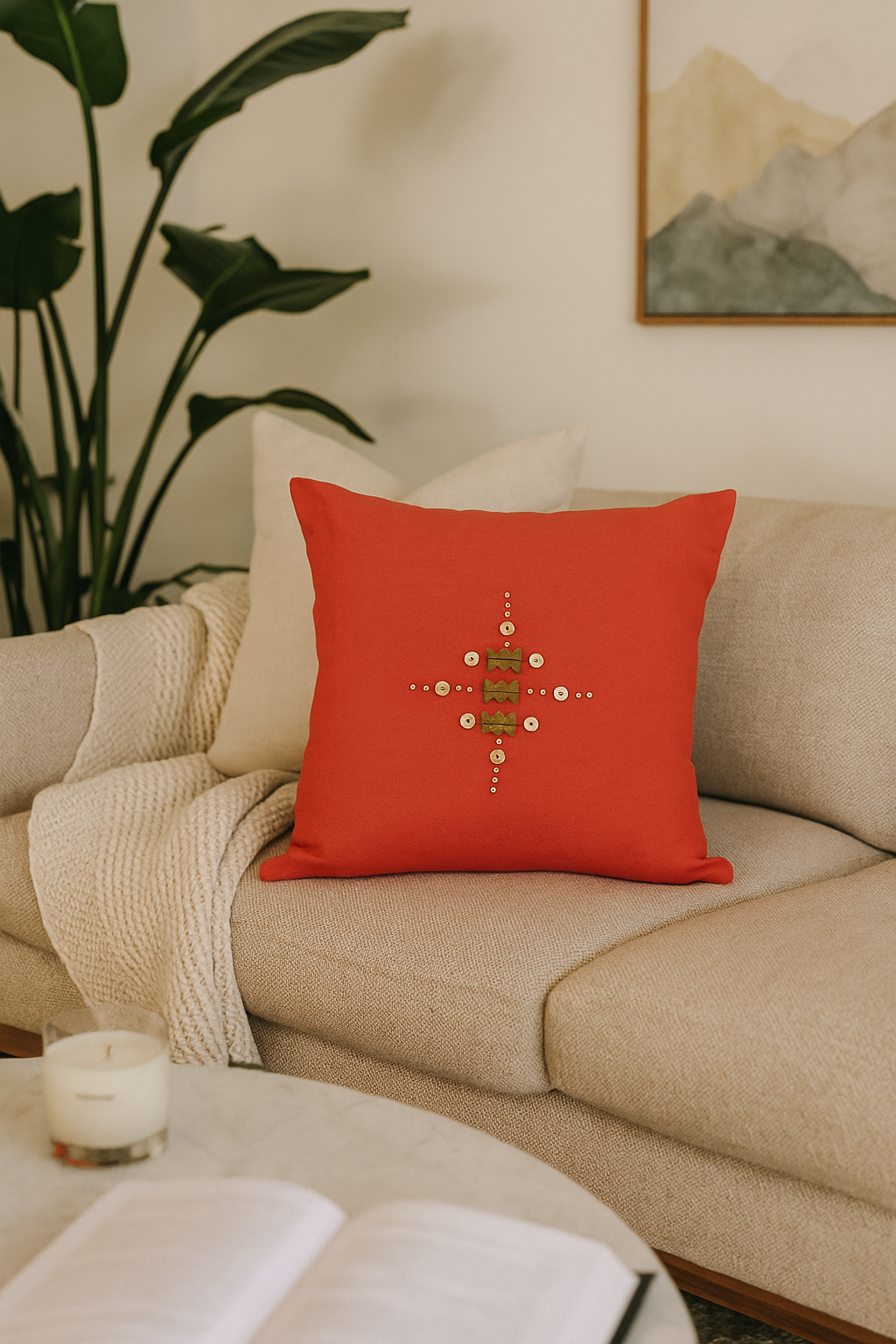 Askari Coral Trade Bead Pillow