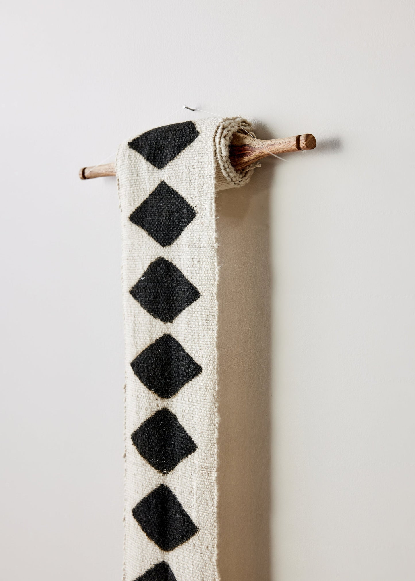 Balance Bogolan Wall Totem in White with Black Diamonds