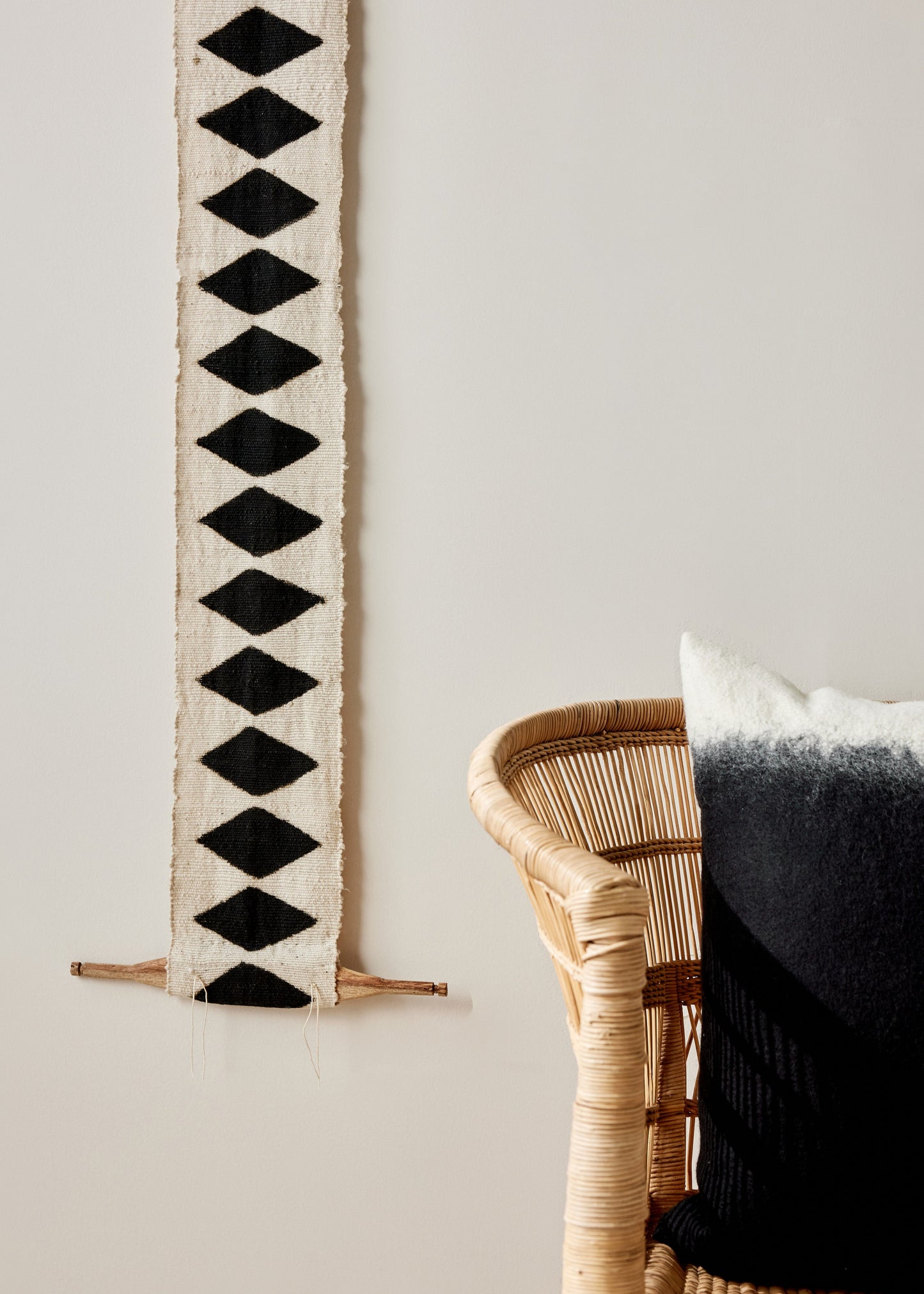 Balance Bogolan Wall Totem in White with Black Diamonds