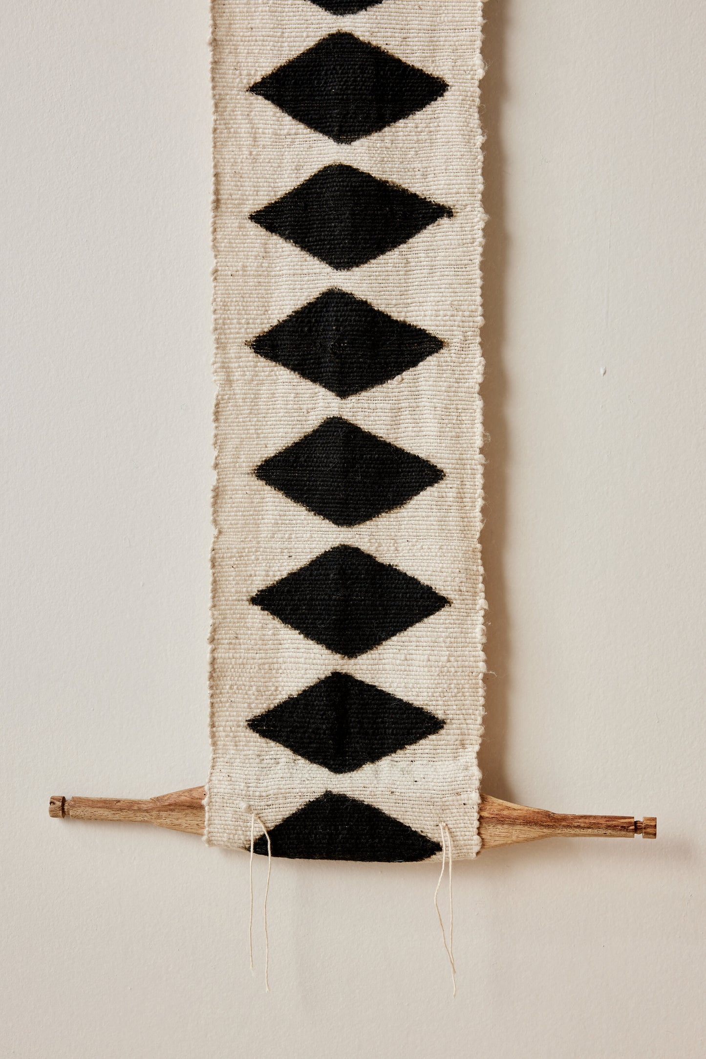 Balance Bogolan Wall Totem in White with Black Diamonds