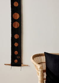 Flourish Bogolan Wall Totem in Black with Brown Circles