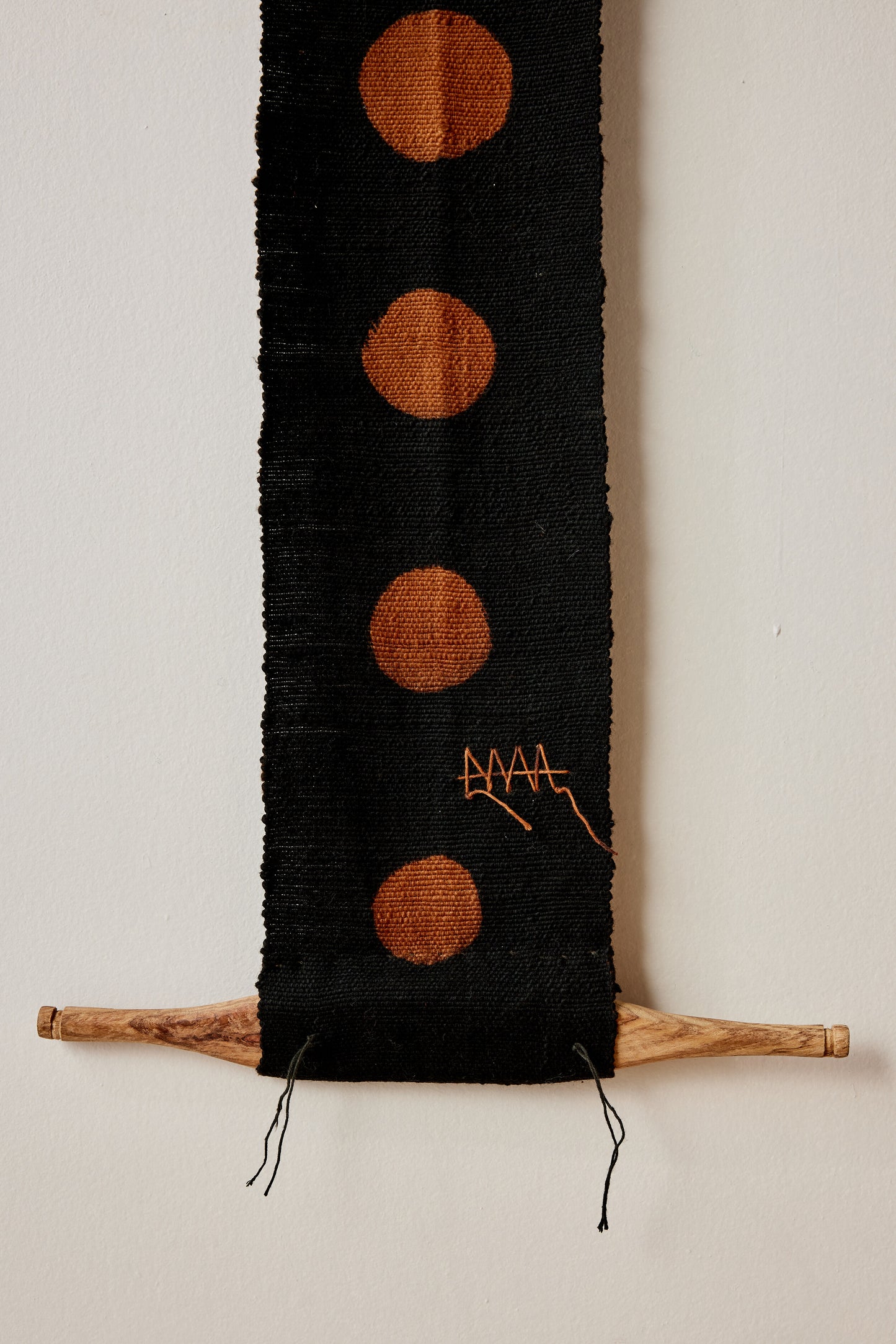 Flourish Bogolan Wall Totem in Black with Brown Circles