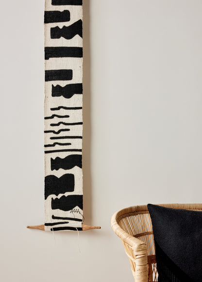 Vibrations Bogolan Wall Totem in White with Black Vibes